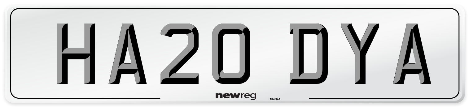 HA20 DYA Number Plate from New Reg